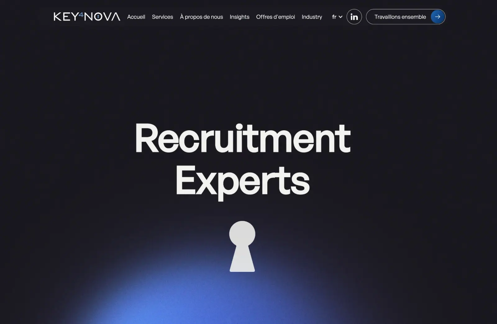 Key4Nova website home page, Recruitment Experts over a keyhole